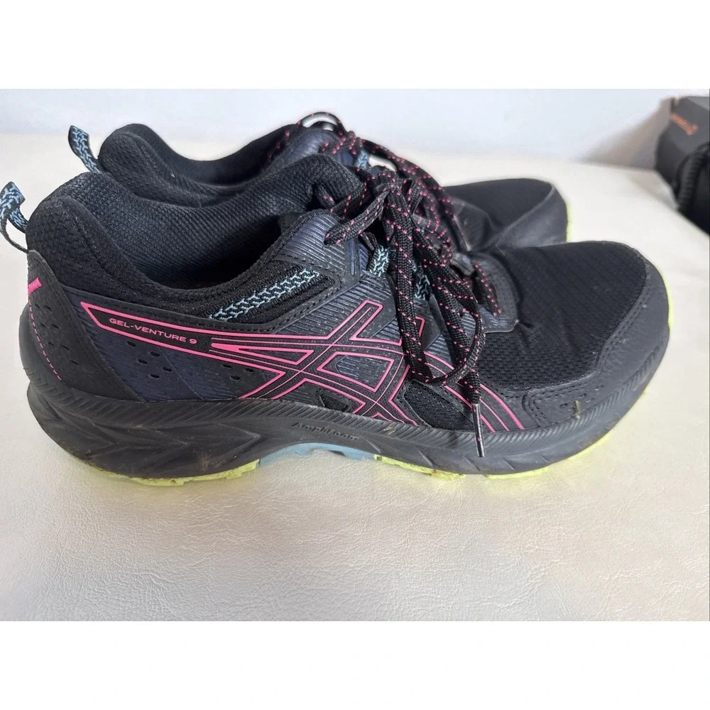 ASICS Gel-Venture 9 Women's sz 10 Trail Running Shoes Black/Pink – Great